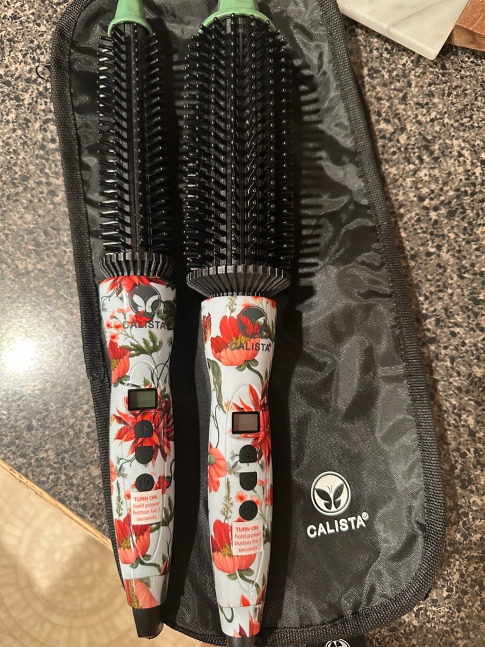 Calista Floral Heated Styling Brushes - White/Green